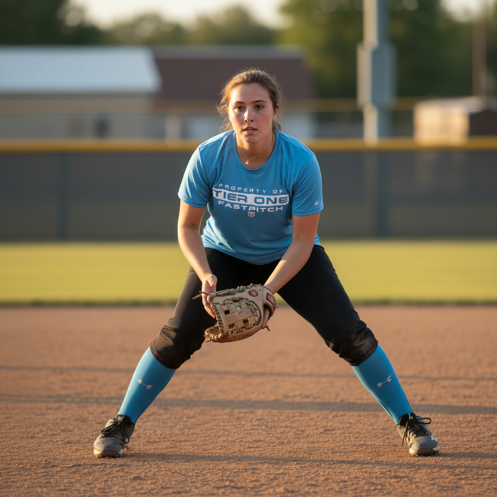 Grind Tee on athlete with glove during drills